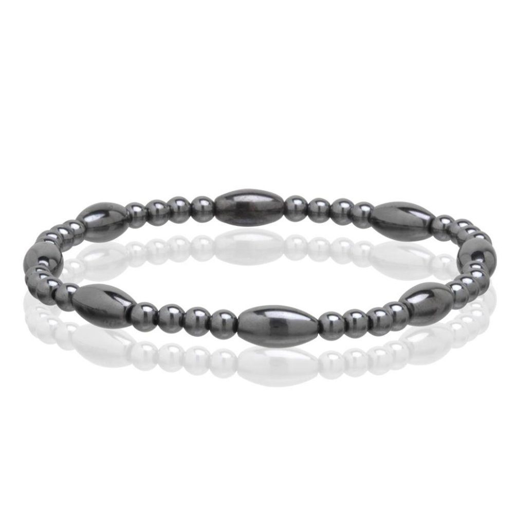 Magnetic Hematite Stretchable Anklets - Semi Precious Stones - Black